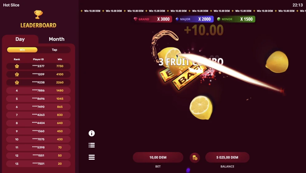 Как растёт множитель в Hot Slice